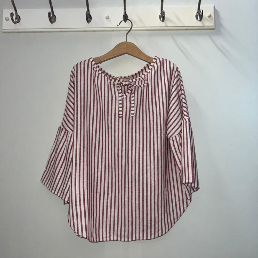 Sabz Red & White Striped Kids Top